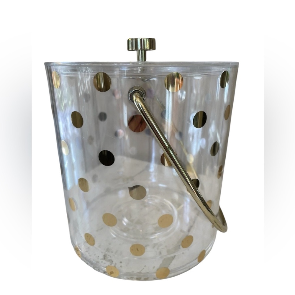 Kate Spade New York Acrylic Gold Polka Dots Ice Bucket w Liner